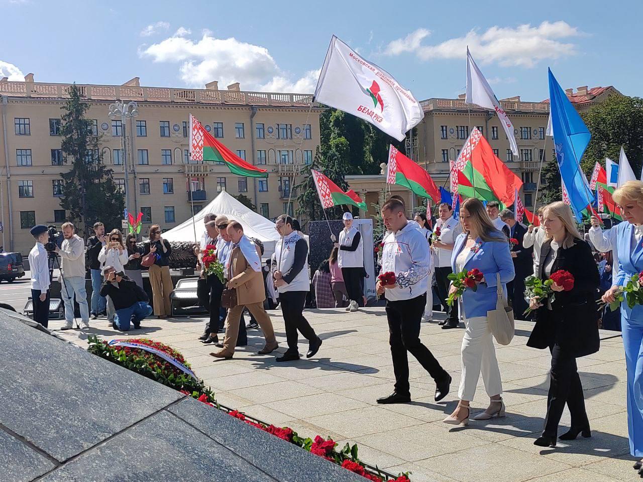 Students took part in the rally and laid flowers to the obelisk at the Victory Monument
